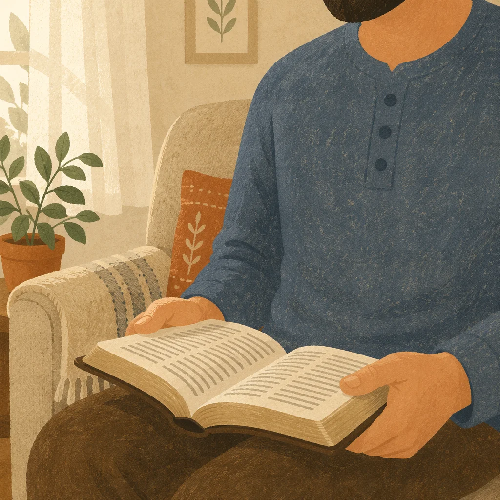 Morning Bible Reading in Quiet Living Room
