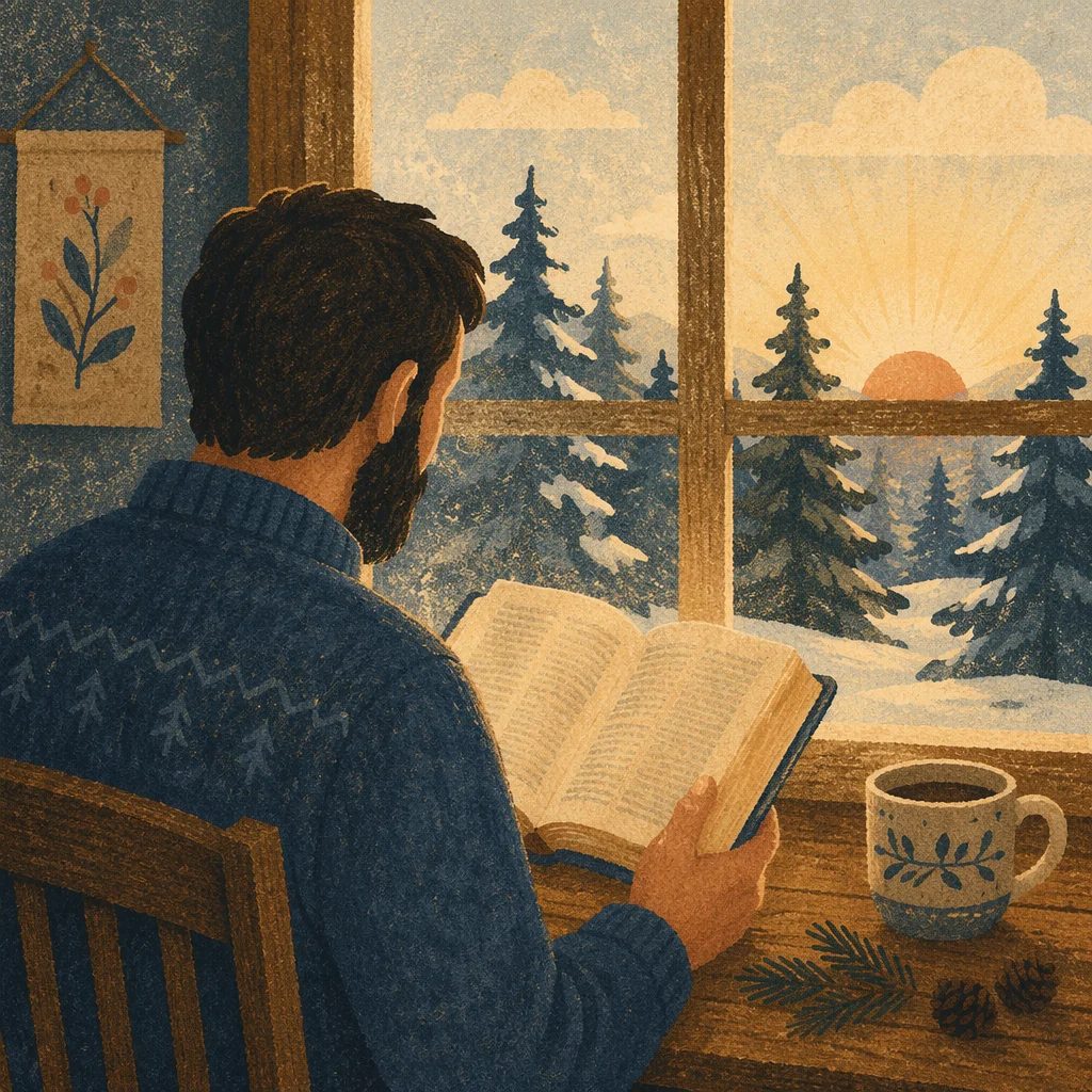 Morning Bible Reading by Cabin Window