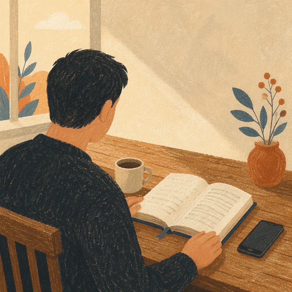 Man Reading Bible in Morning Light