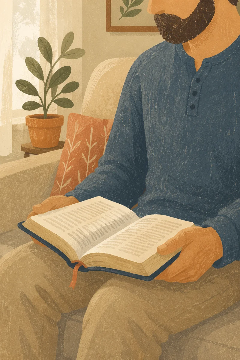 Man Reading Bible in Morning Light