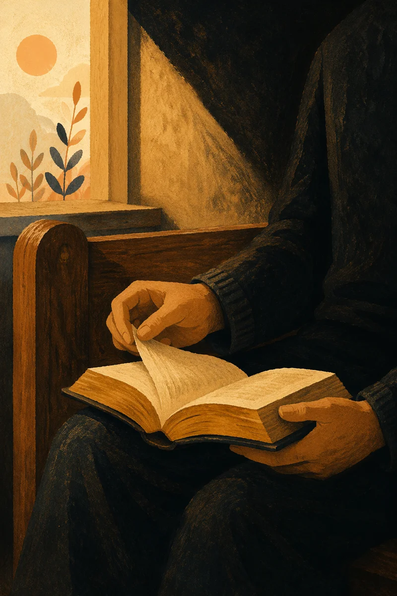 Man Reading Bible in Morning Light