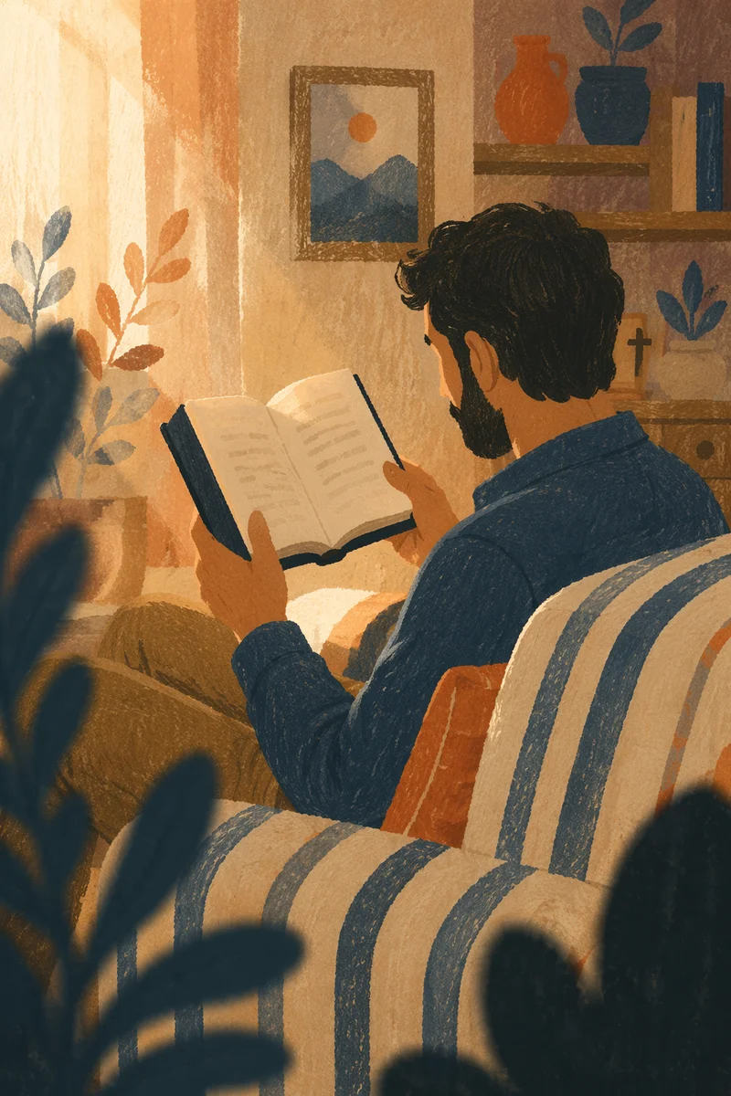 Man Reading Bible in Morning Light
