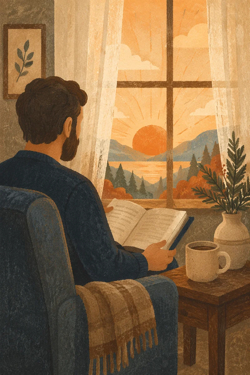 Man Reading Bible in Morning Light