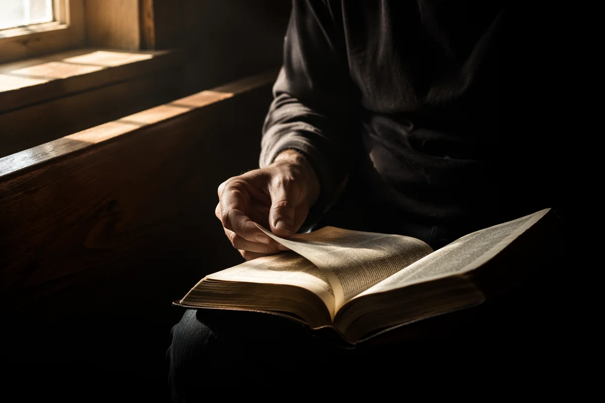 Man Reading Bible in Morning Light
