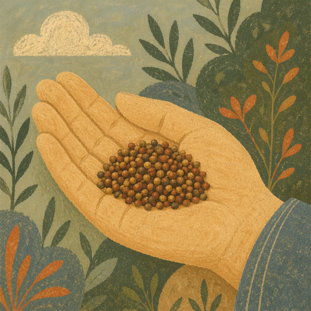 Mustard Seeds Resting in Open Palm