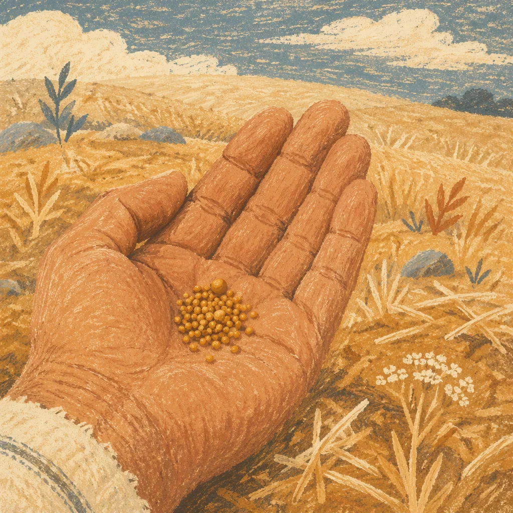 Mustard Seeds Resting in an Open Palm