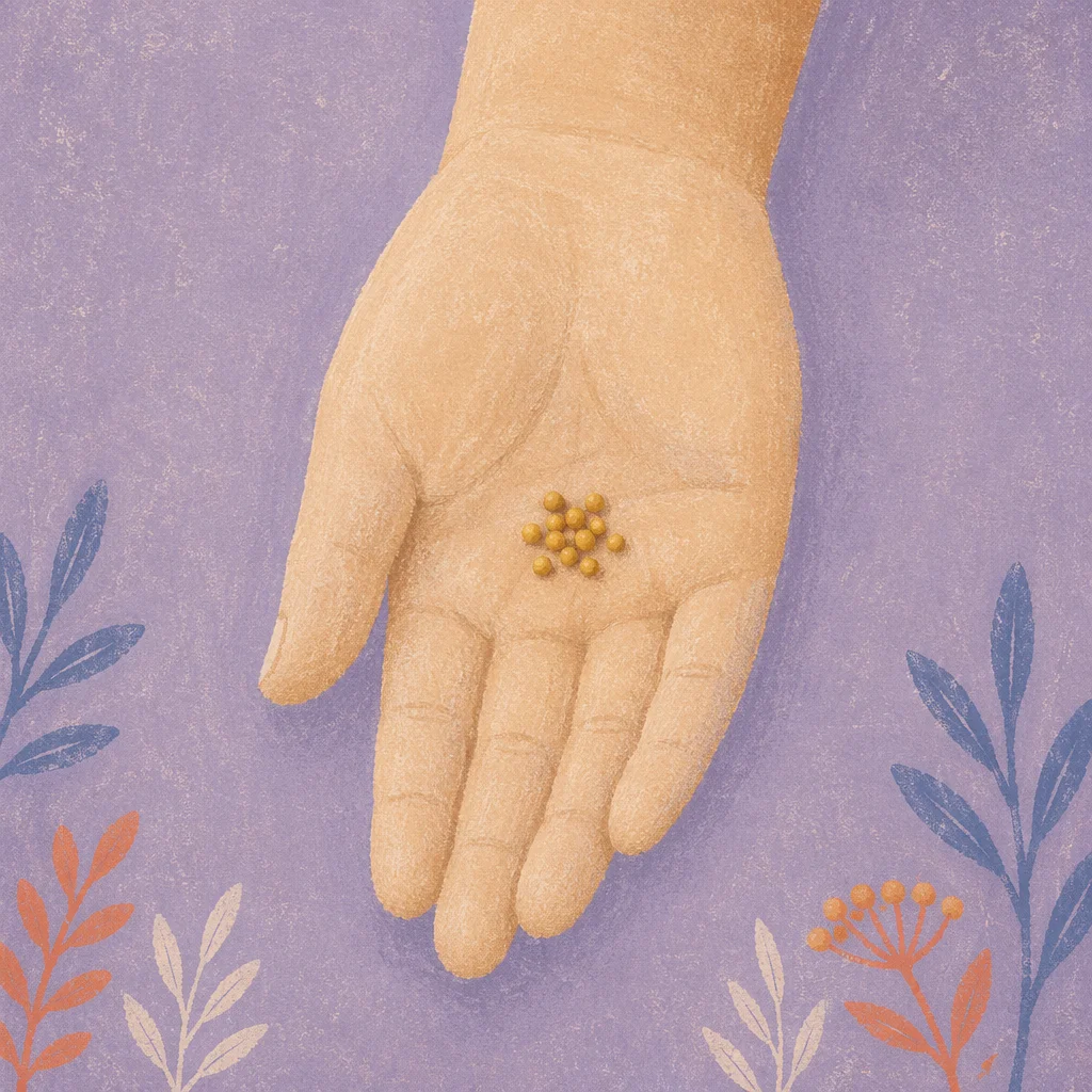 Mustard Seeds Resting in Open Palm
