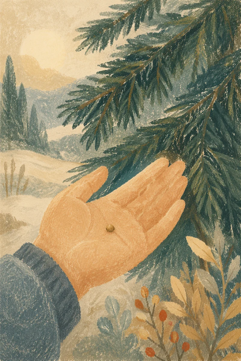 Mustard Seed Resting in a Winter Palm