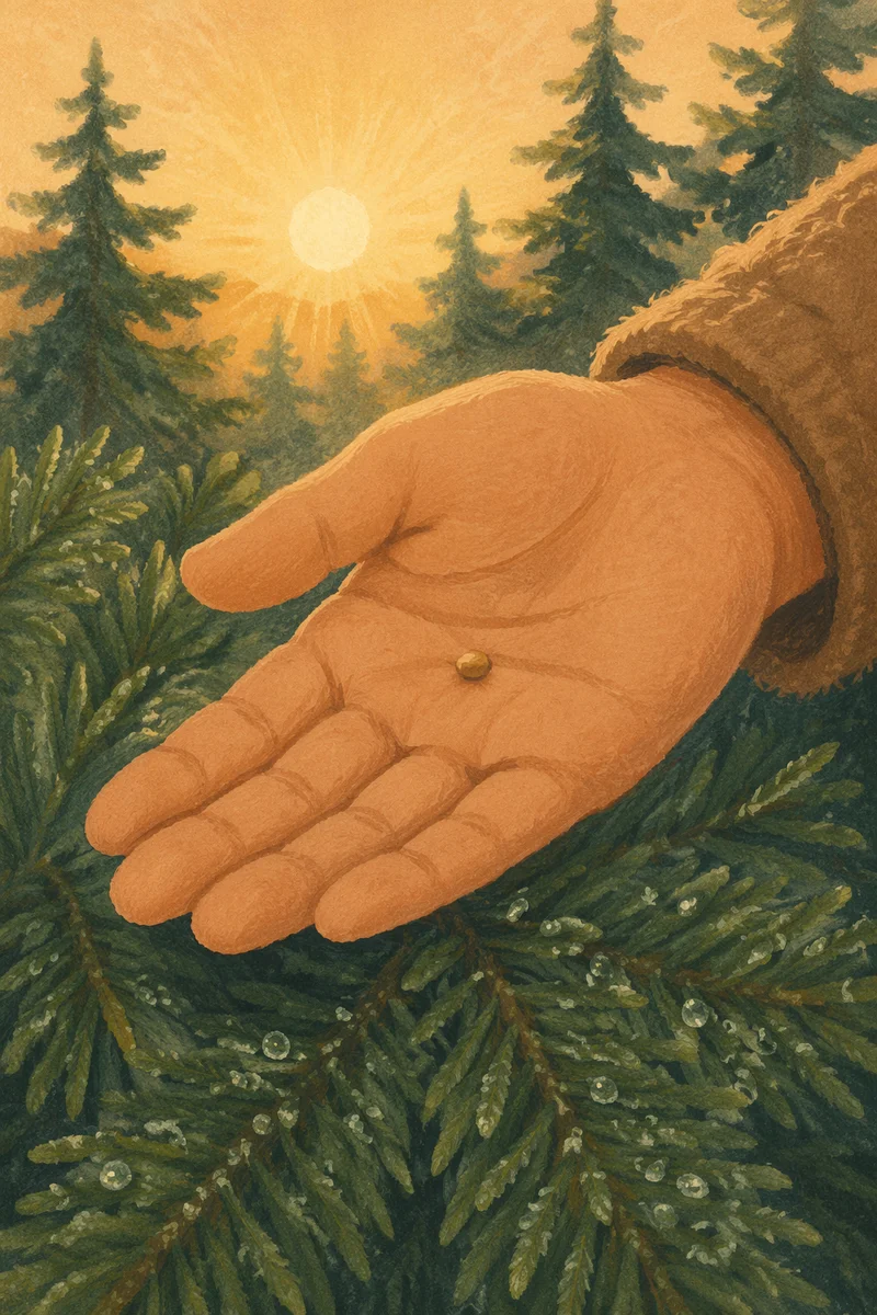 Mustard Seed in Palm at Sunrise