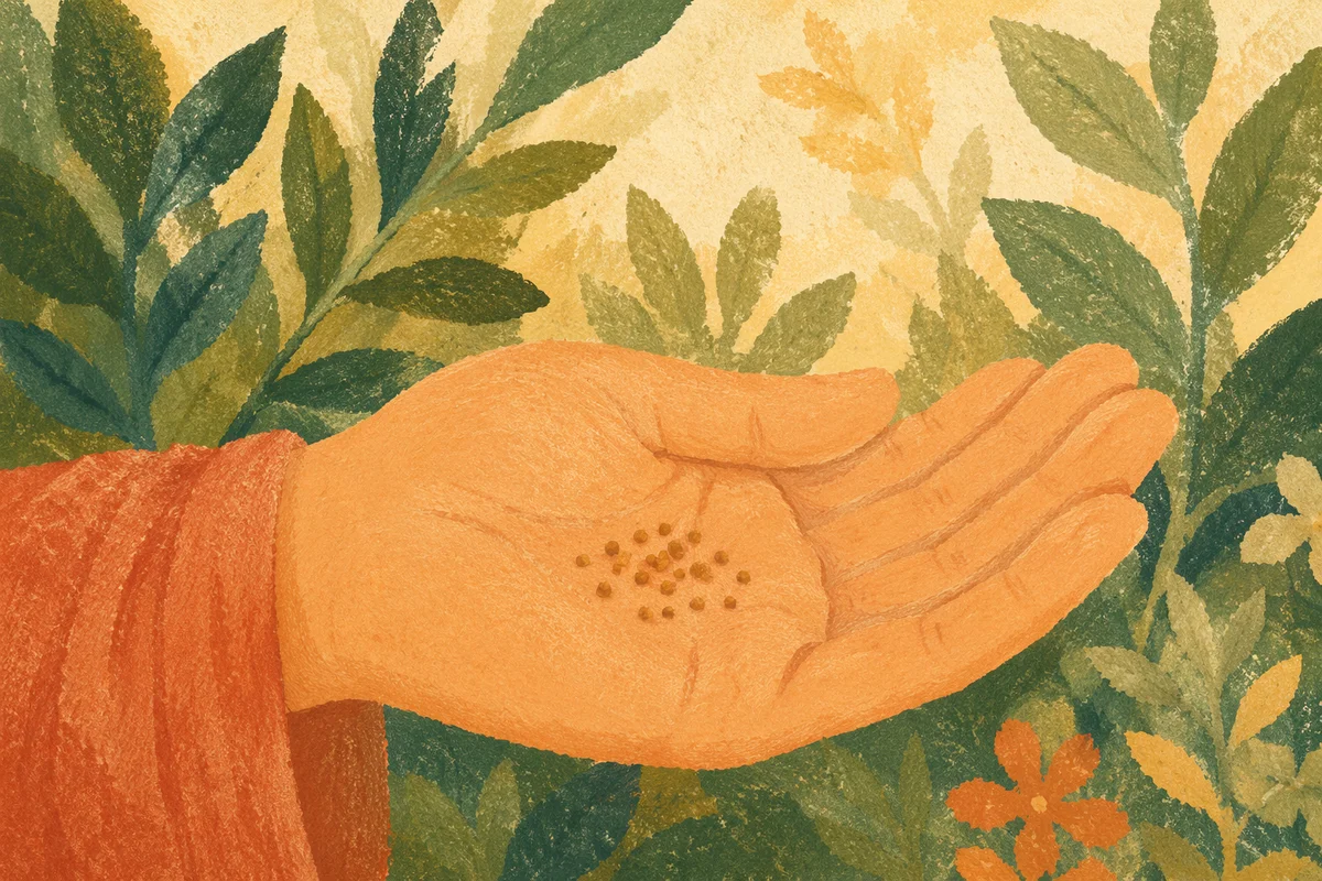 Mustard Seeds Resting in Open Palm