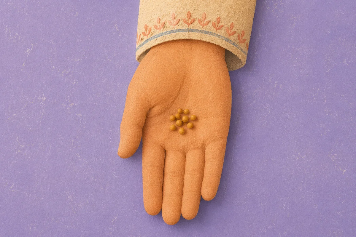 Mustard Seeds Resting in Open Palm