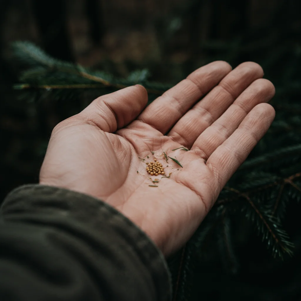 Mustard Seeds in an Open Palm