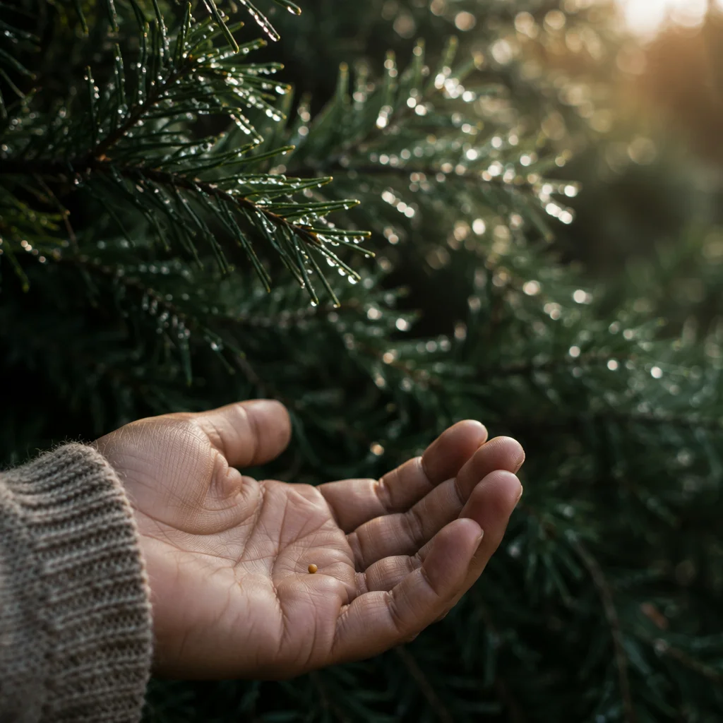 Mustard Seed in Palm with Evergreen Hope