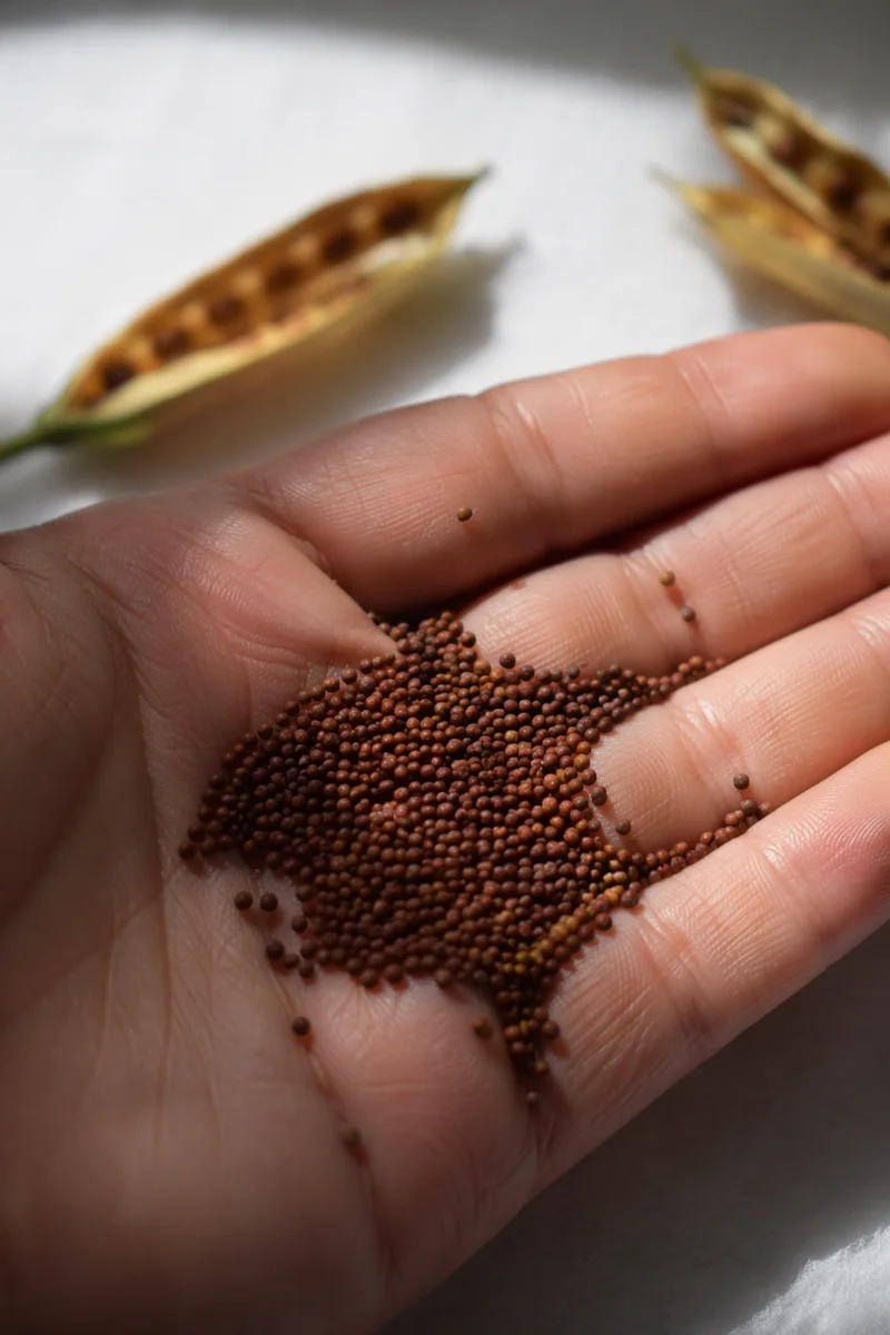 Mustard Seeds Resting in Open Palm