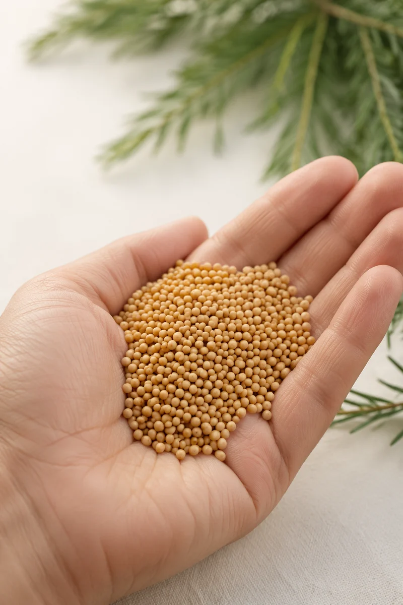 Mustard Seeds Resting in Open Palm