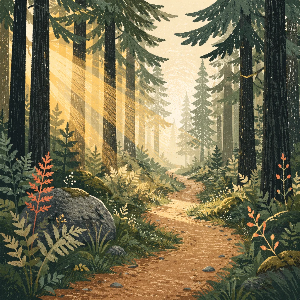 Hopeful Forest Path Toward Morning Light