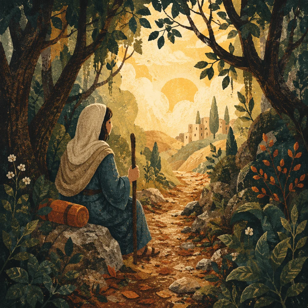 Hopeful Forest Path with Golden Light