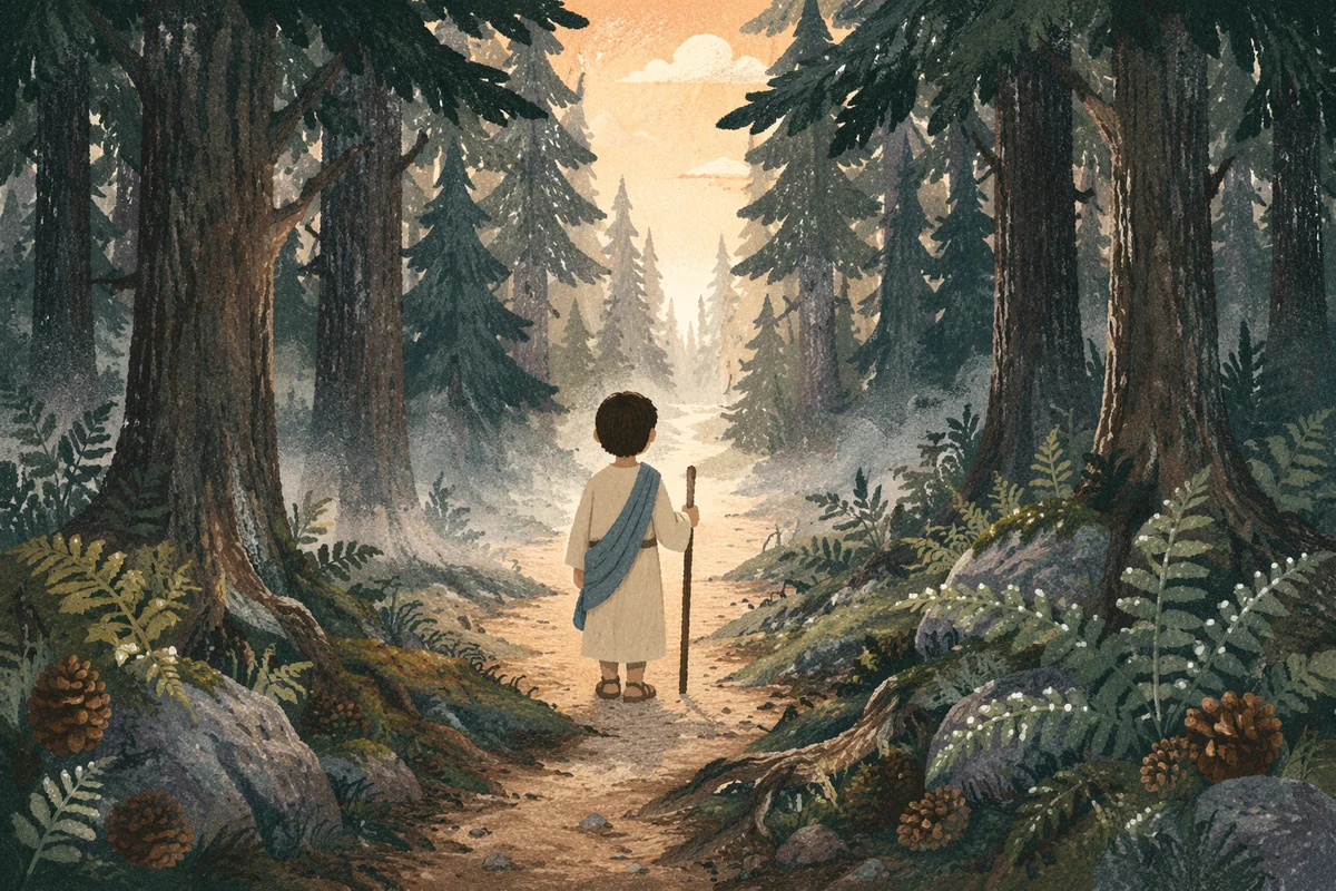 Narrow Forest Path Toward Morning Light