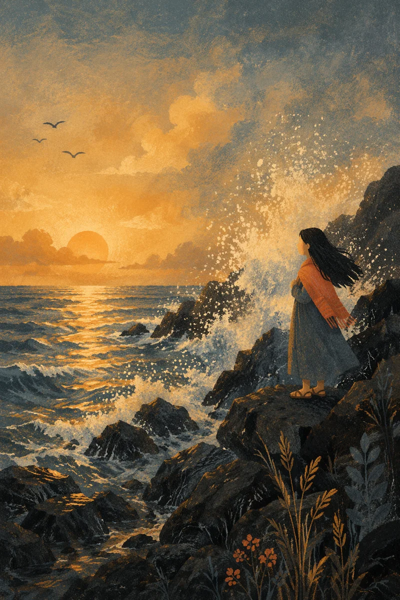 Ocean Sunrise Waves Over Steadfast Rocks