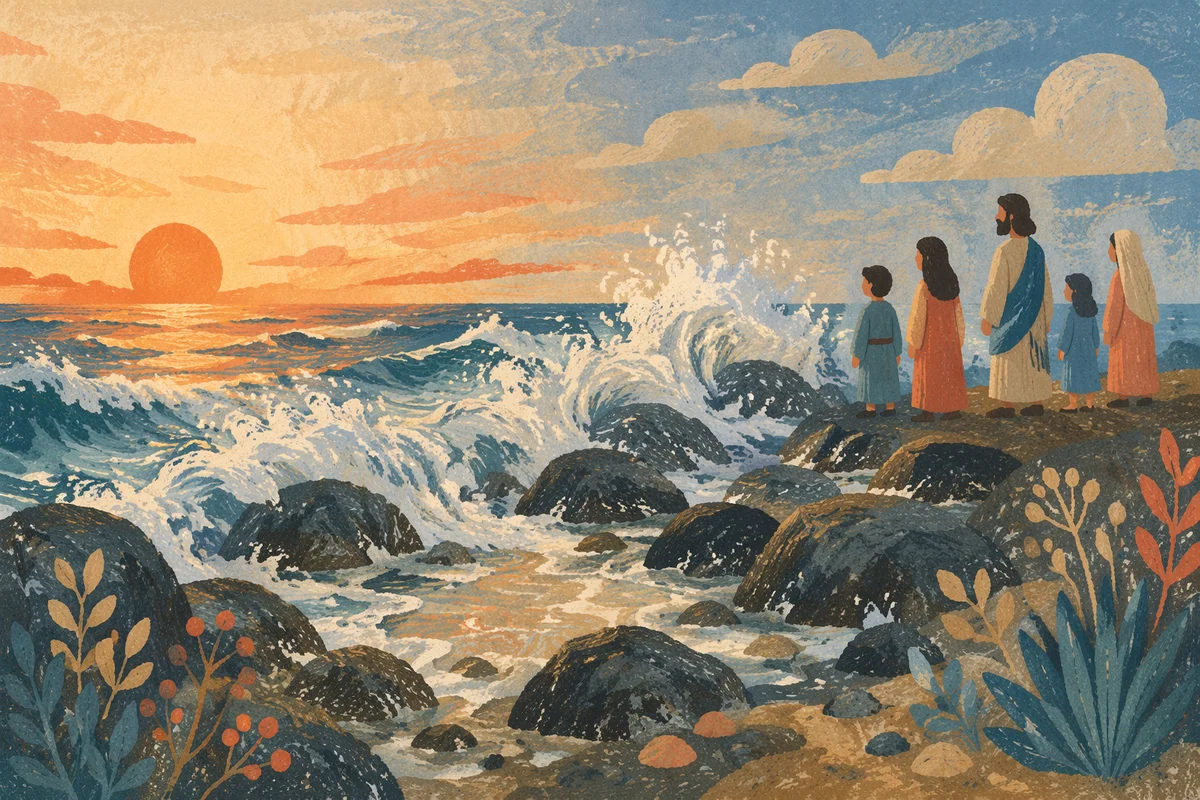Sunrise Waves Crashing Over Coastal Rocks