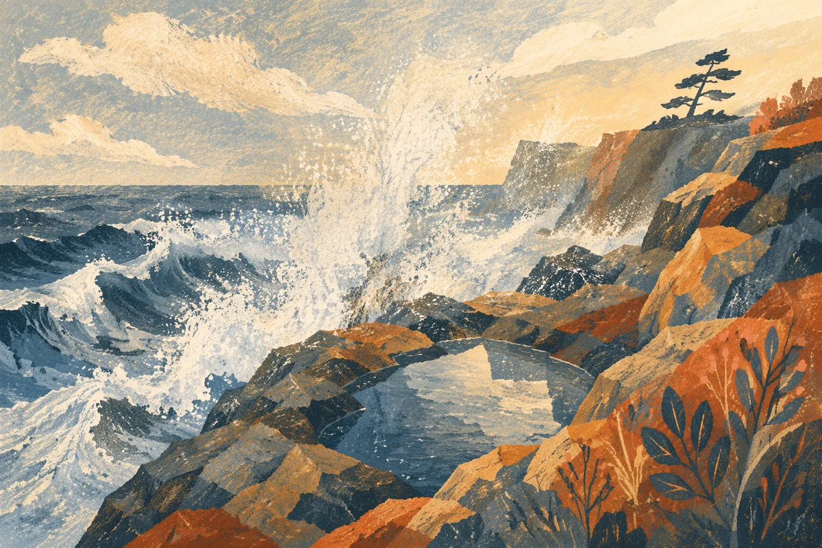 Sunrise Waves Crashing on Evergreen Coast