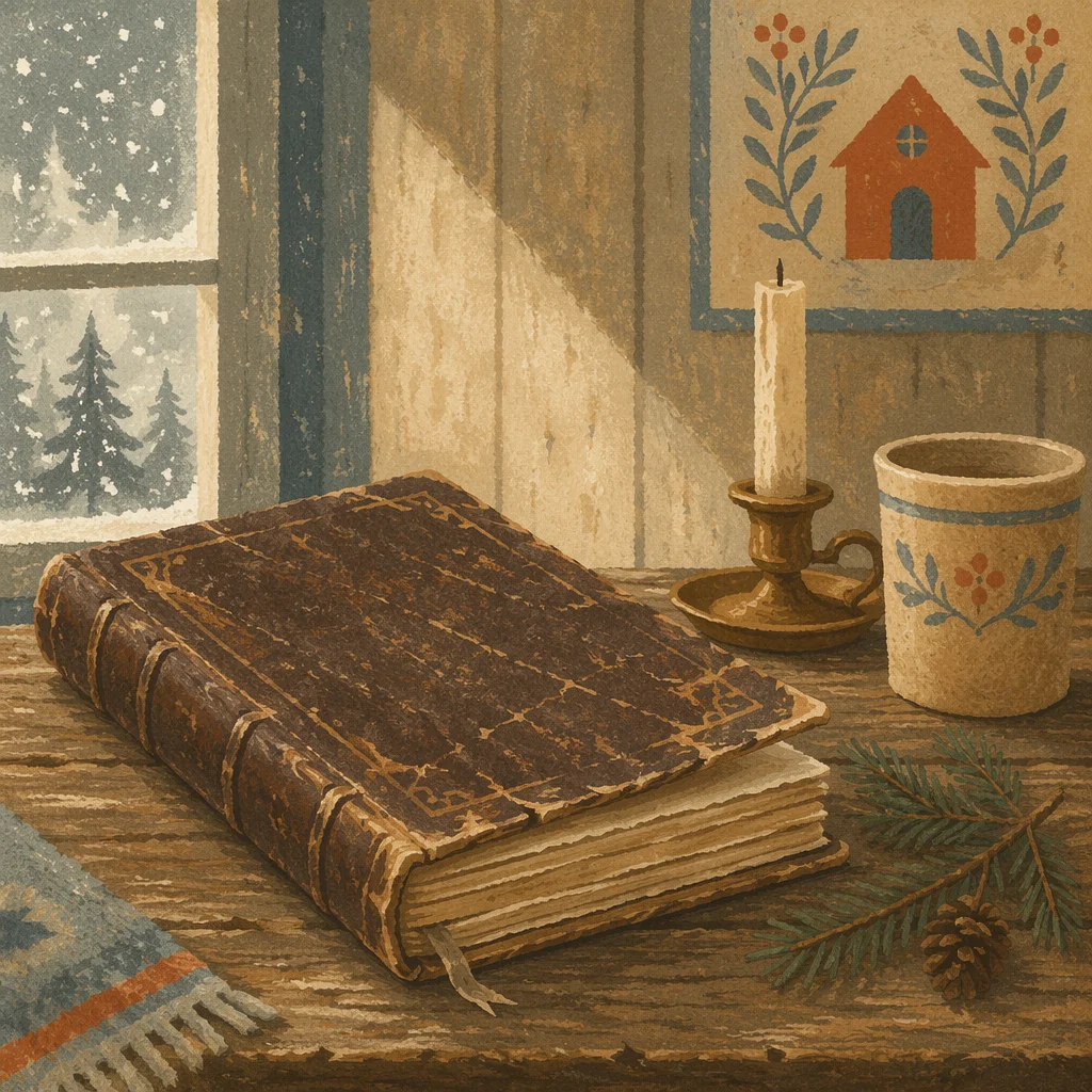 Old Worn Bible with Evergreen Sprig