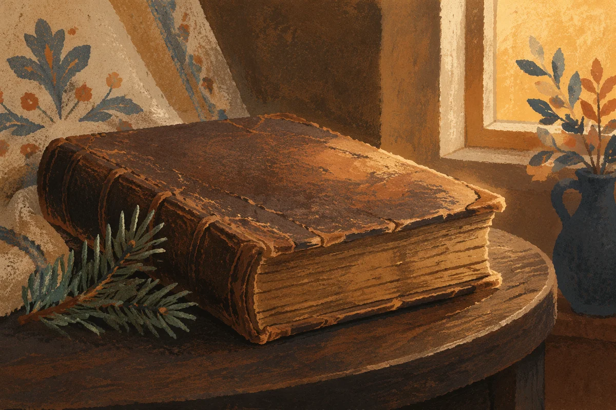 Worn Vintage Bible with Evergreen Sprig