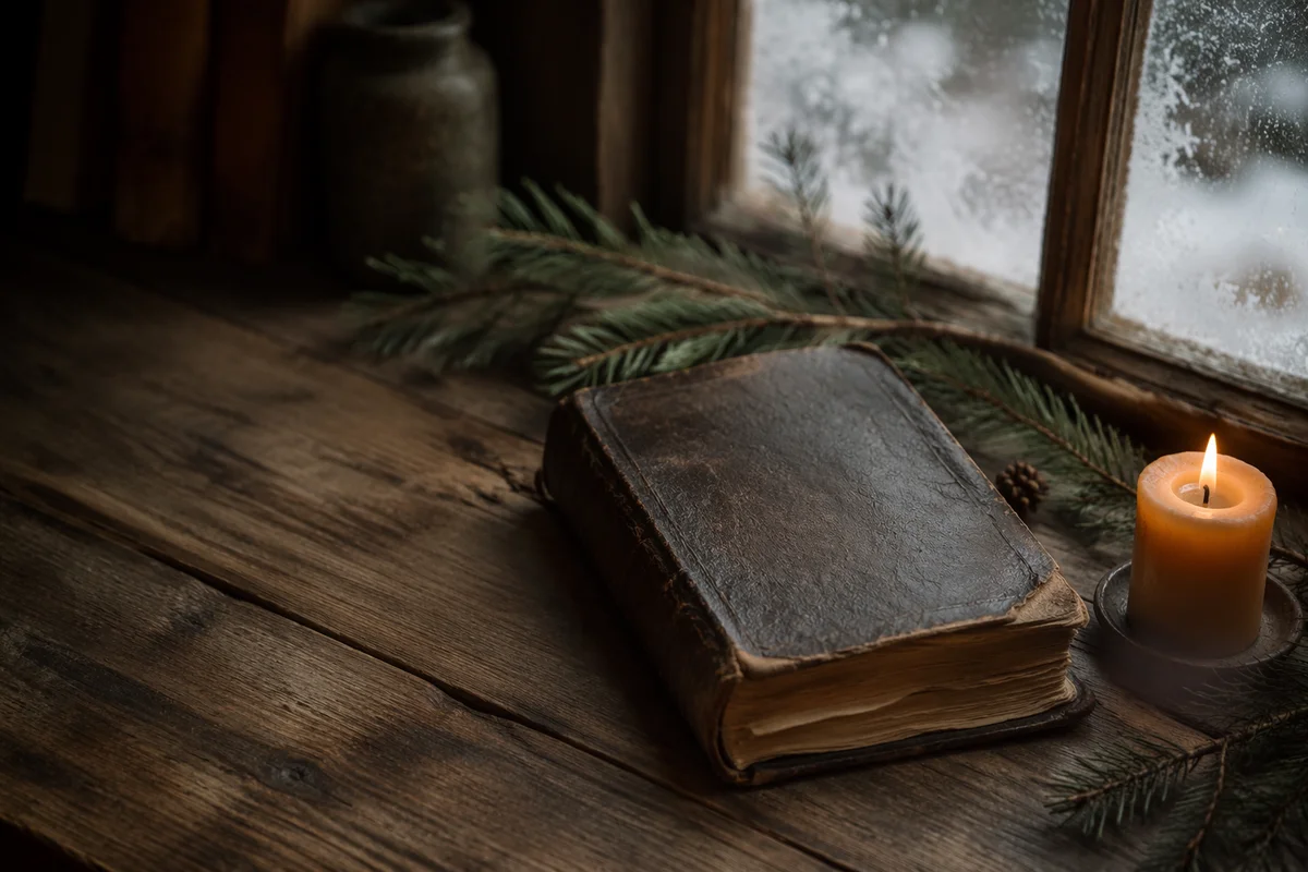Old Worn Bible by Winter Window