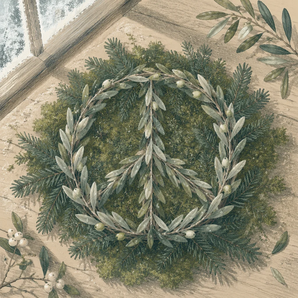 Olive Branch Peace Symbol on Evergreen