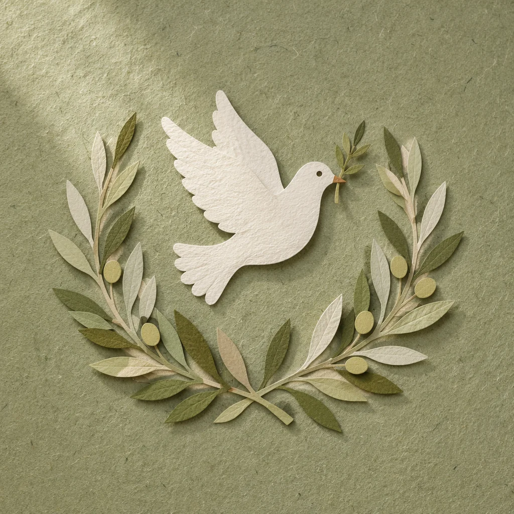 Handmade Dove and Olive Peace Wreath
