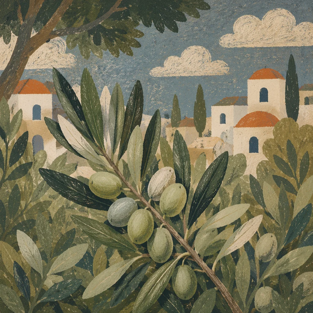 Serene Evergreen Olive Branch Close-Up