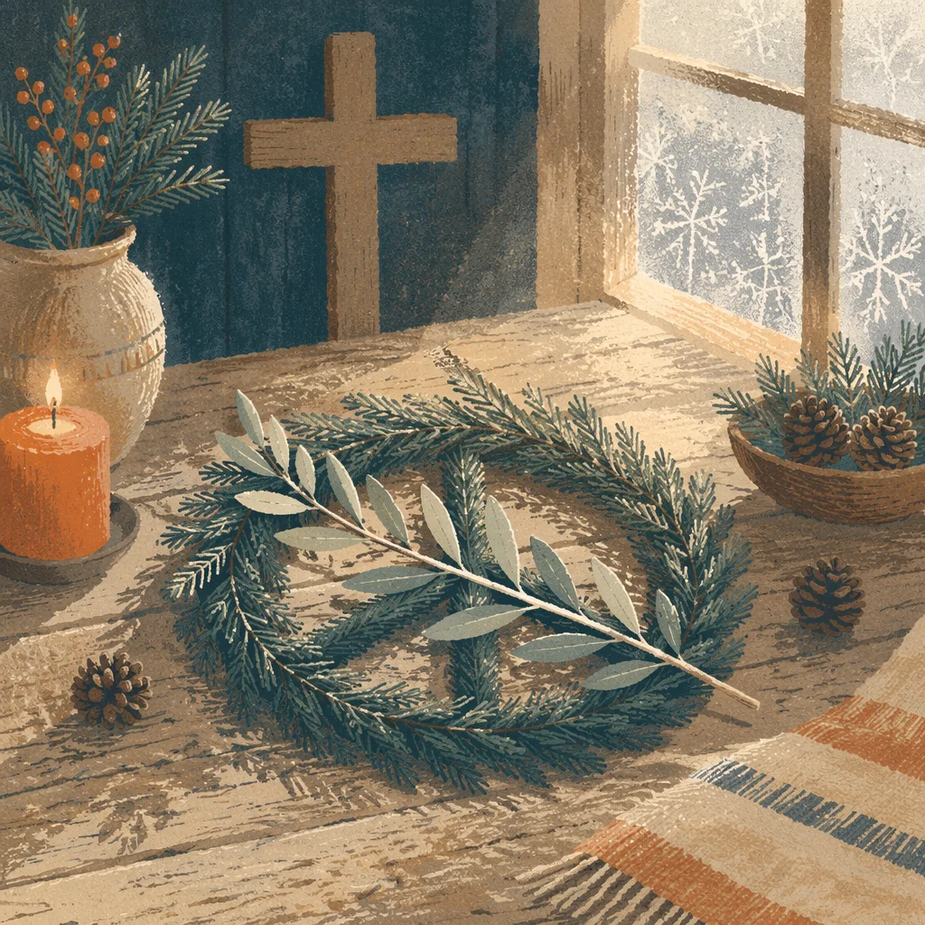 Olive Branch Peace Symbol on Evergreen Wreath