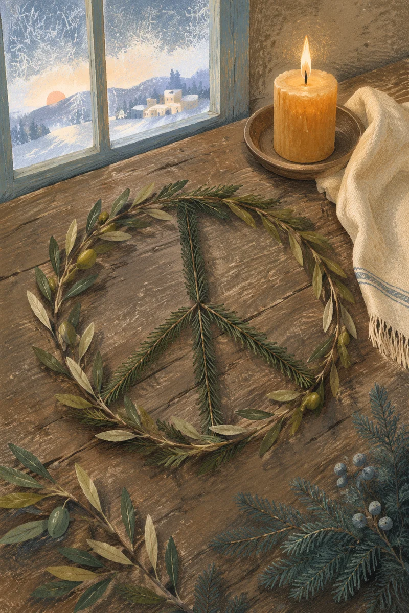 Olive Branch Peace Symbol at Winter Dawn
