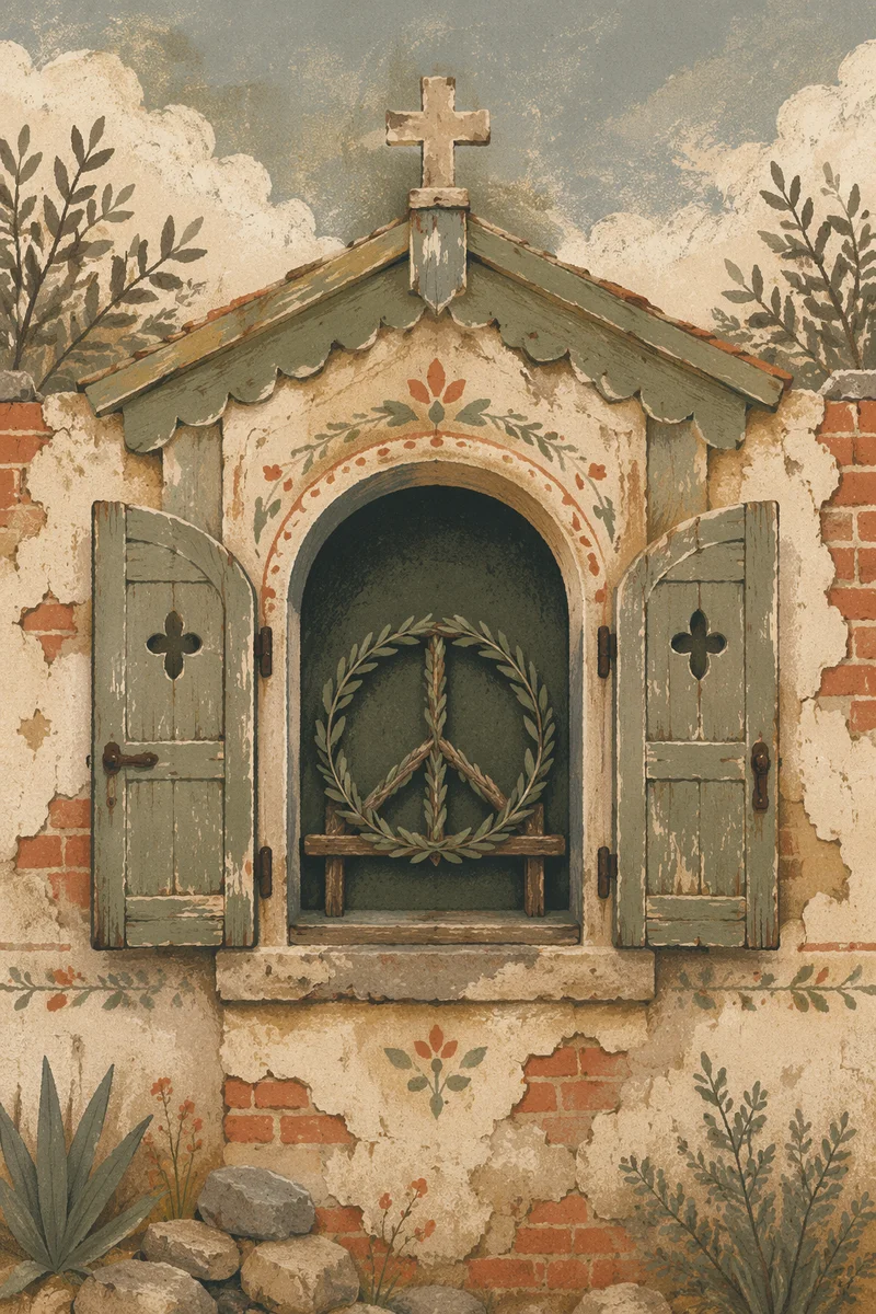 Olive Branch Peace Symbol at Rustic Chapel