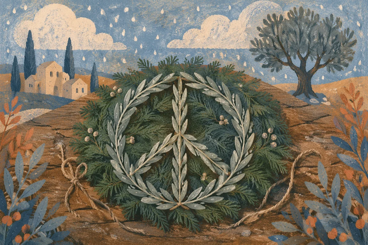 Olive Branch Peace Symbol on Evergreen