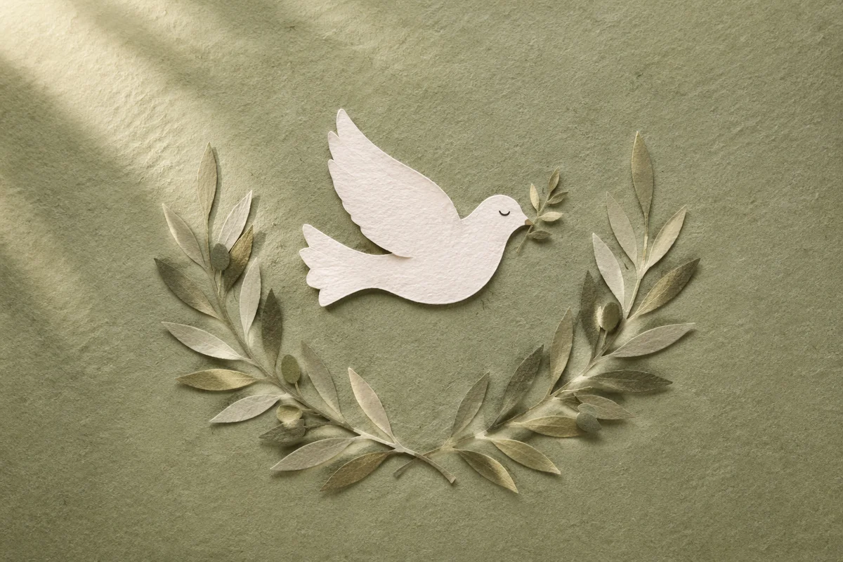 Olive Branch Peace Dove on Sage Background