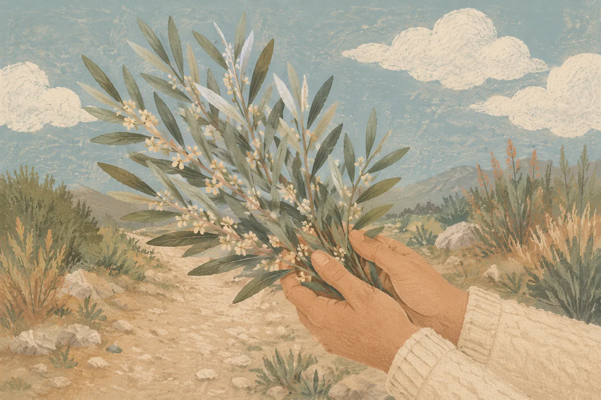 Hands Holding Evergreen Olive Branch Peace