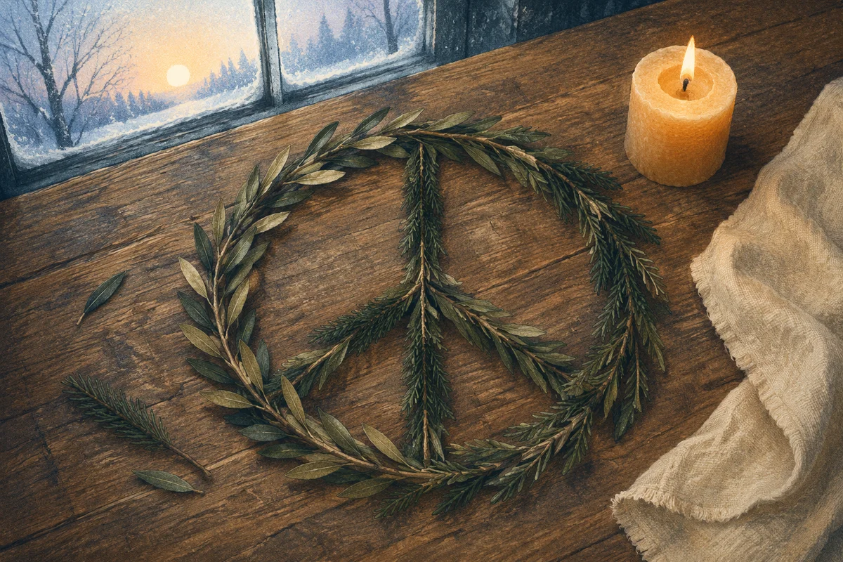 Olive Branch Peace Symbol at Winter Dawn