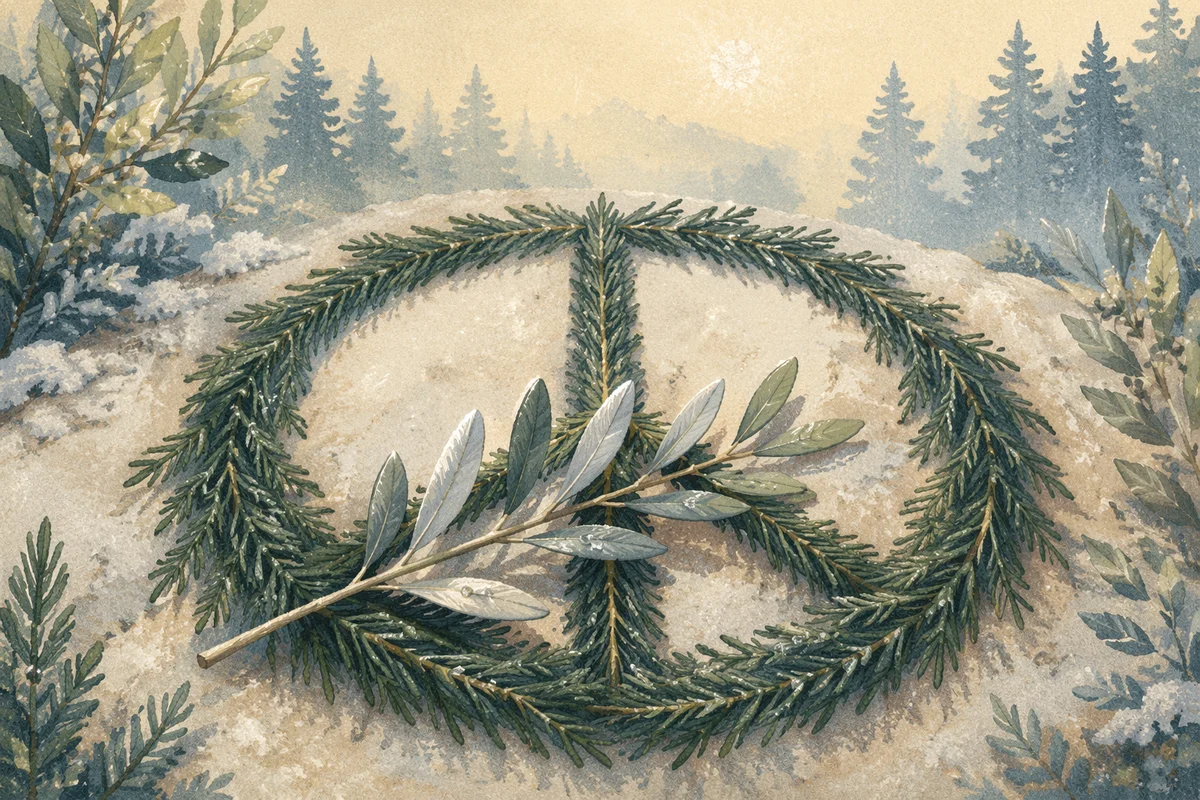 Olive Branch Peace Symbol on Evergreen