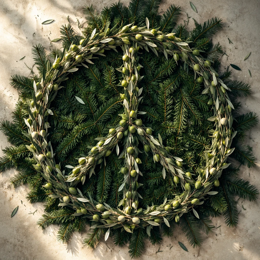 Olive Branch Peace Symbol on Evergreen