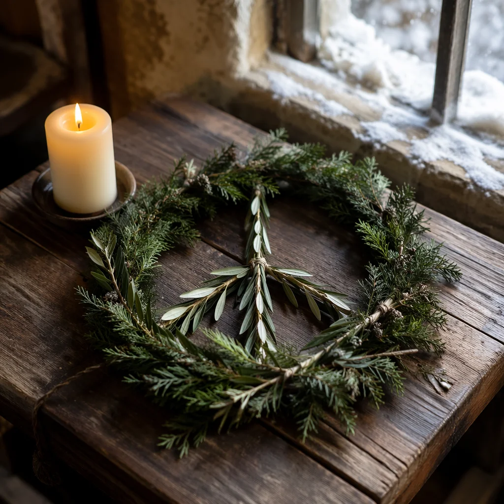 Olive Branch Peace Wreath in Chapel Light