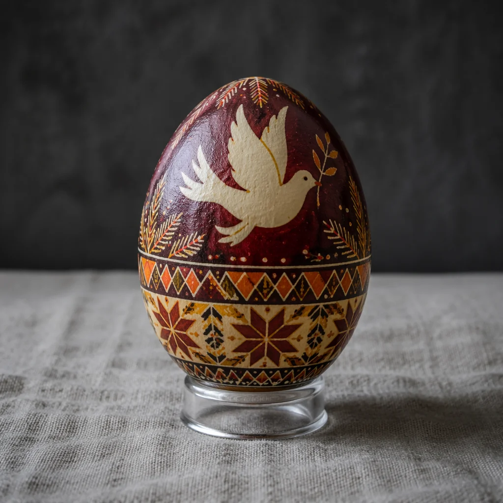 Burgundy Dove Egg with Olive Branch