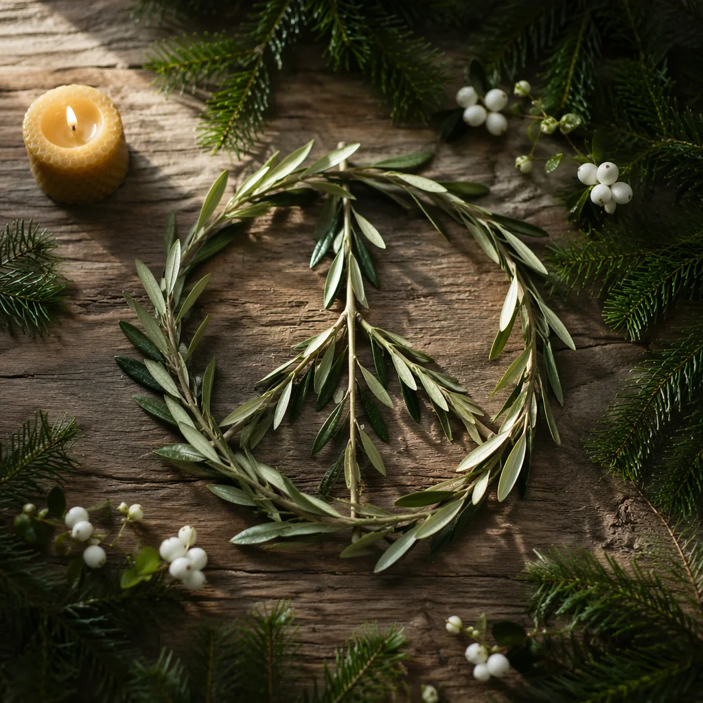 Olive Branch Peace Motif with Evergreen