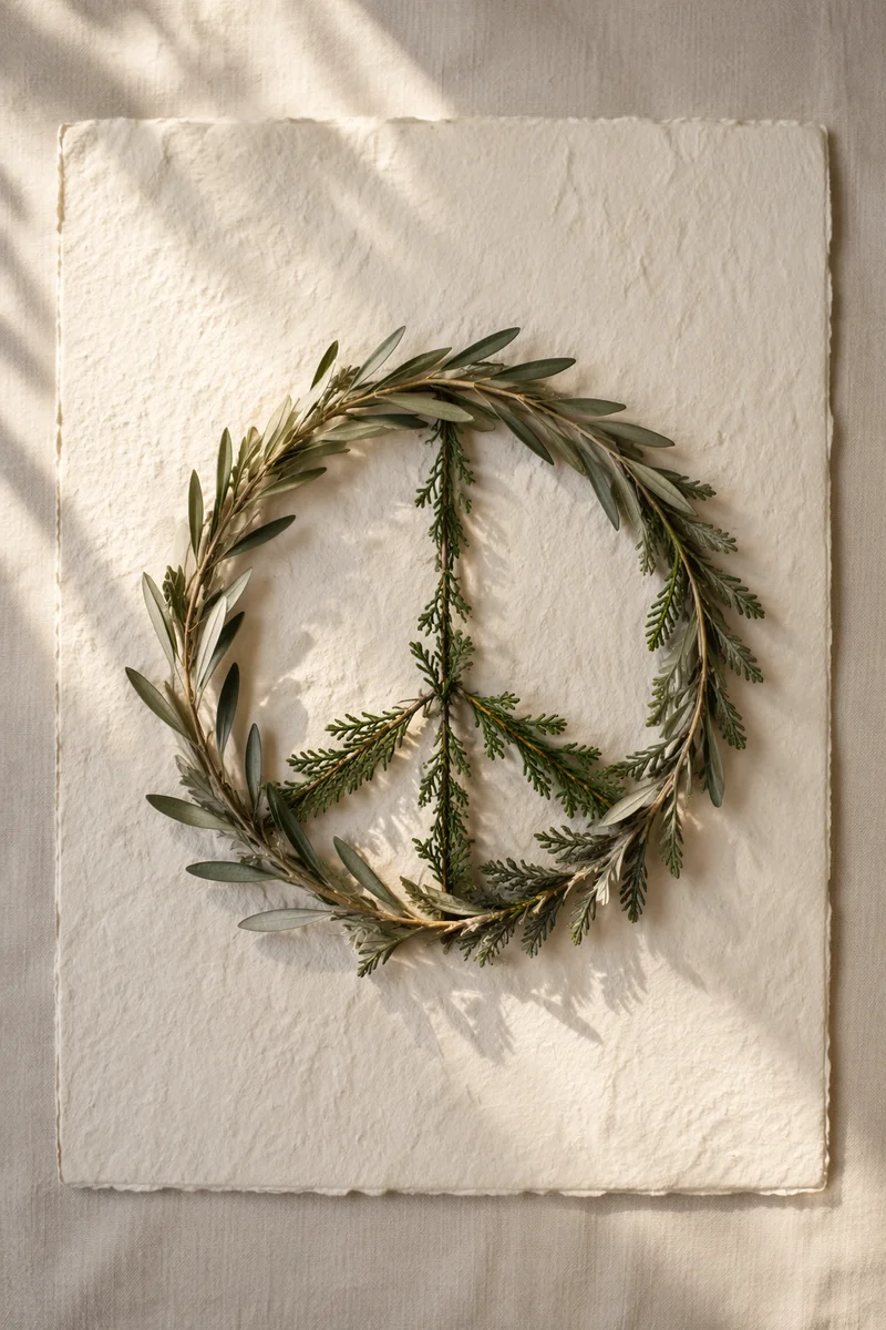 Olive Branch Peace Symbol on Handmade Paper