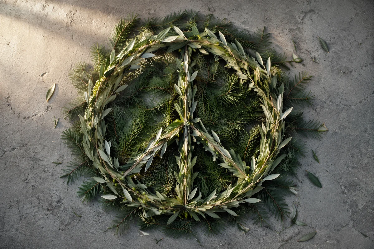 Olive Branch Peace Symbol on Evergreen