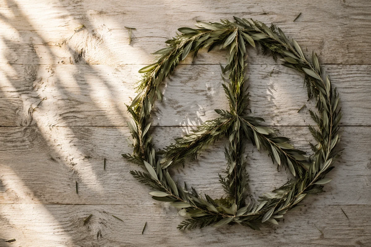 Olive Branch Peace Symbol with Evergreen