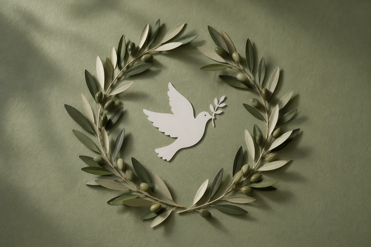 Olive Branch Peace Symbol on Sage Paper