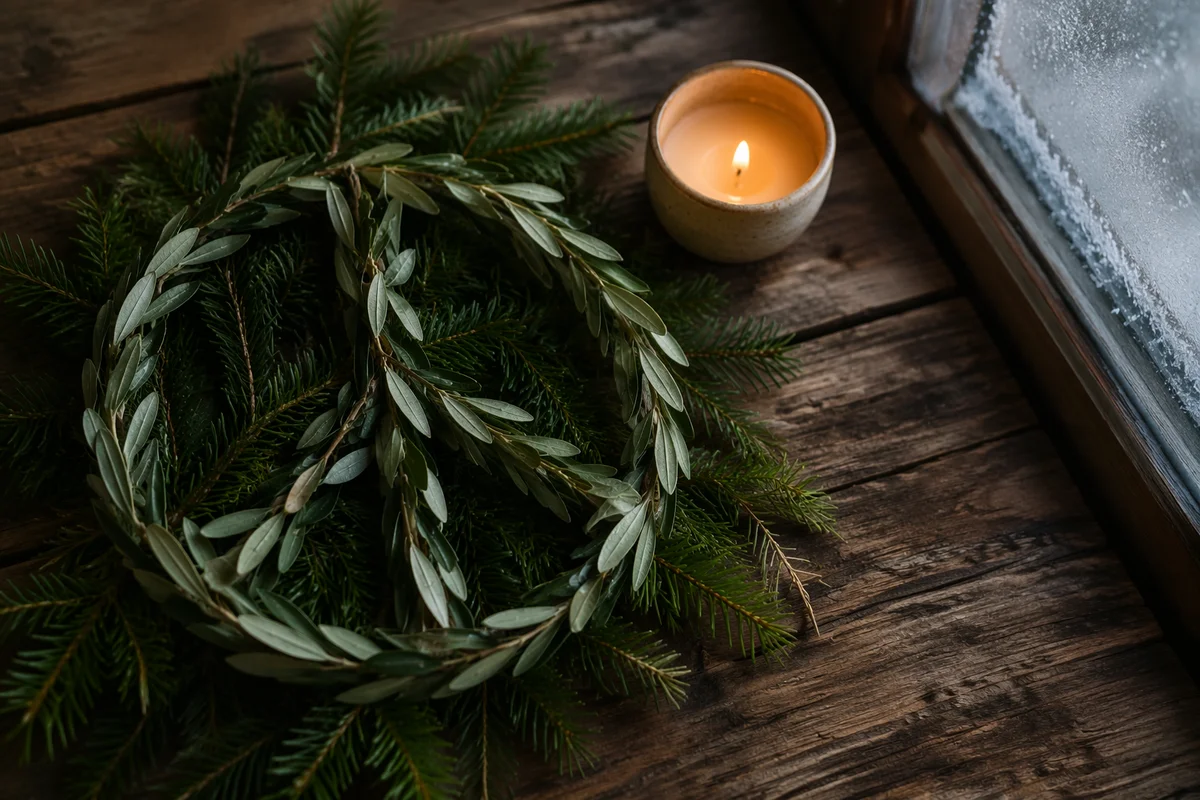 Olive Branch Peace Symbol on Evergreens