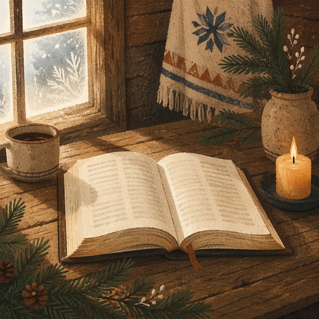 Open Bible With Evergreen Morning Devotion