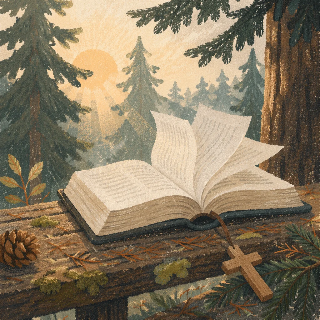 Open Bible Pages in Evergreen Breeze